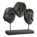 Γλυπτό Πρόσωπο '3 Faces' Πολυρεζίνη Μαύρο 8.5x30x29.5cm
