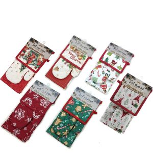 Χριστουγεννιάτικο Σετ Κουζίνας: Πιάστρα, Γάντι, Πετσέτα Σε 6 Σχέδια