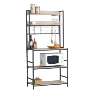 Ραφιέρα Κουζίνας ArteLibre INVERMERE Δρυς/Μαύρο Μοριοσανίδα/Μέταλλο 80x40x170cm