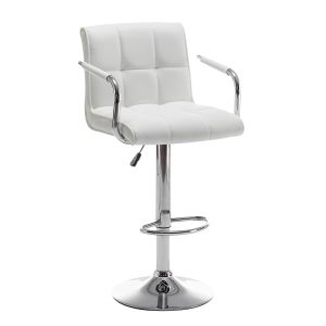 Σκαμπό Bar ArteLibre DOKK Με Πλάτη Πτυσσόμενο Λευκό PU/Μέταλλο 52x56x94-115cm