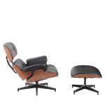 Πολυθρόνα Relax ArteLibre MIREN Με Υποπόδιο Μαύρο/Καφέ Ξύλο/PU 82x92x78cm