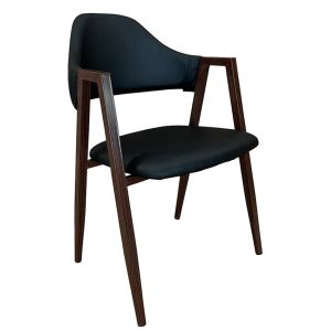 Καρέκλα Τραπεζαρίας ArteLibre SOLANA Μαύρο/Καρυδί PU/Μέταλλο 51x51x81cm