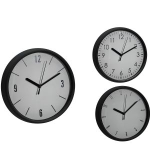 Ρολόι Τοίχου Μαύρο/Πλαστικό Φ20cm Σε 3 Σχέδια