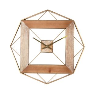 Ρολόι Τοίχου ArteLibre Χρυσό/Φυσικό Μέταλλο/MDF 51x51x4.5cm