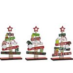 Χριστουγεννιάτικο Ξύλινο Διακοσμητικό Δέντρο Πολύχρωμο 18cm Σε 3 Σχέδια