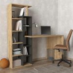 Γραφείο-Βιβλιοθήκη ArteLibre PRIMO Sapphire/Ανθρακί Μοριοσανίδα/Μελαμίνη 152x60x74/148cm