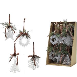 Χριστουγεννιάτικα Κρεμαστά Διακοσμητικά Λευκό 17cm Σε 4 Σχέδια