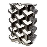 Βάζο Διακοσμητικό Αντικείμενο Ορθογώνιο Κεραμικό Ασημί Χρώμα 20X13X30Cm 20X13X30Cm