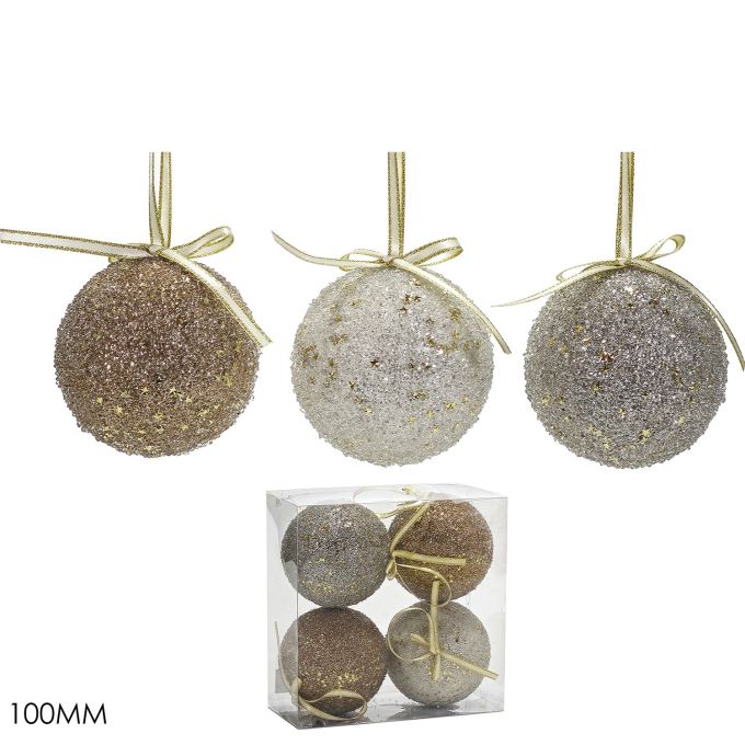 Χριστουγεννιάτικη Μπάλα Rose Gold 100mm Σετ 4Τμχ