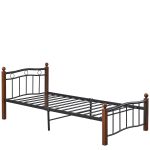 Κρεβάτι Μονό ArteLibre ARROWHEAD Μαύρο/Καρυδί Μέταλλο Για Στρώμα 90x200cm