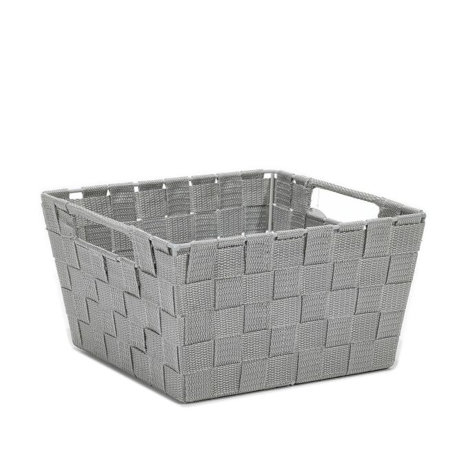 Κουτί Αποθήκευσης Τετράγωνο Με Λαβές Γκρι PP 25x25x14cm