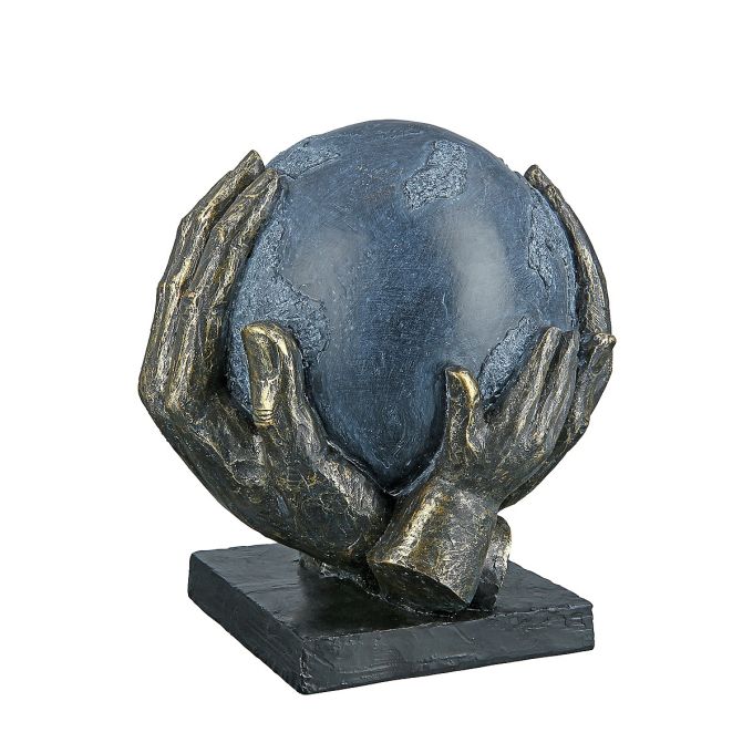 Διακοσμητικό ArteLibre Χέρια Κρατούν Υδρόγειο Μπρονζέ/Γκρι Polyresin 15x18x19cm