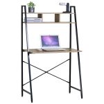 Γραφείο ArteLibre LYNDALE Με Ράφια Δρυς/Μαύρο Μοριοσανίδα/Μέταλλο 84x46x142cm