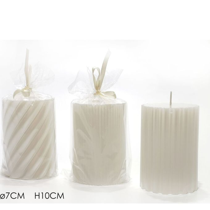 Χριστουγεννιάτικο Κερί Κυλινδρικό Λευκό Φ7x10cm