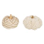 Διακοσμητικό Αντικείμενο Κολοκύθα 'Pumpkin' Ύφασμα/Ξύλο Κρεμ 2Τμχ 12x16cm