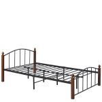 Κρεβάτι Ημίδιπλο ArteLibre LARAMIE Μαύρο/Καρυδί Μέταλλο Για Στρώμα 120x200cm