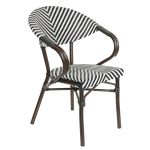 Πολυθρόνα Κήπου ArteLibre KIYOSHI Λευκό/Μαύρο/Καφέ Μπαμπού/Rattan 57x60x82cm