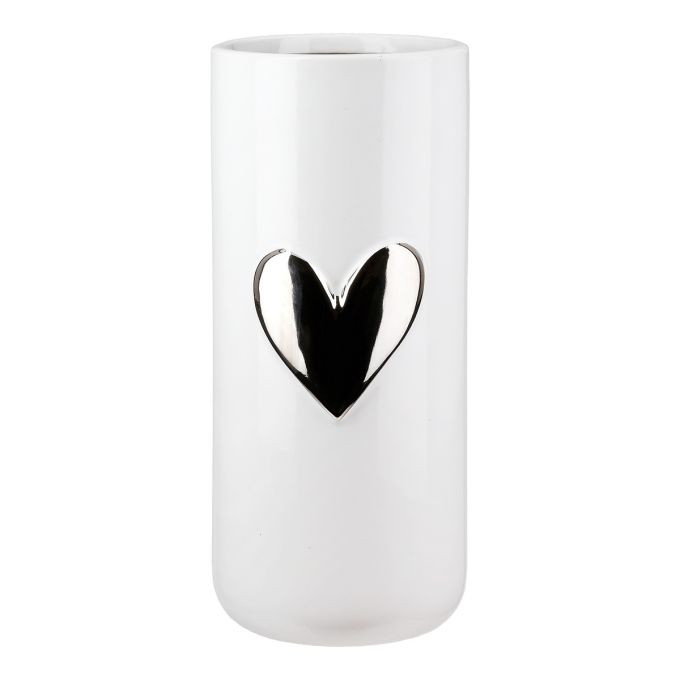 Βάζο Καρδιά Μοτίφ Κεραμικό Λευκό D10X22Cm D10X22Cm