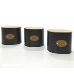 Δοχεία μαύρο/γκρι μέταλλο/ξύλο 15x11x13cm Σε 3 Σχέδια