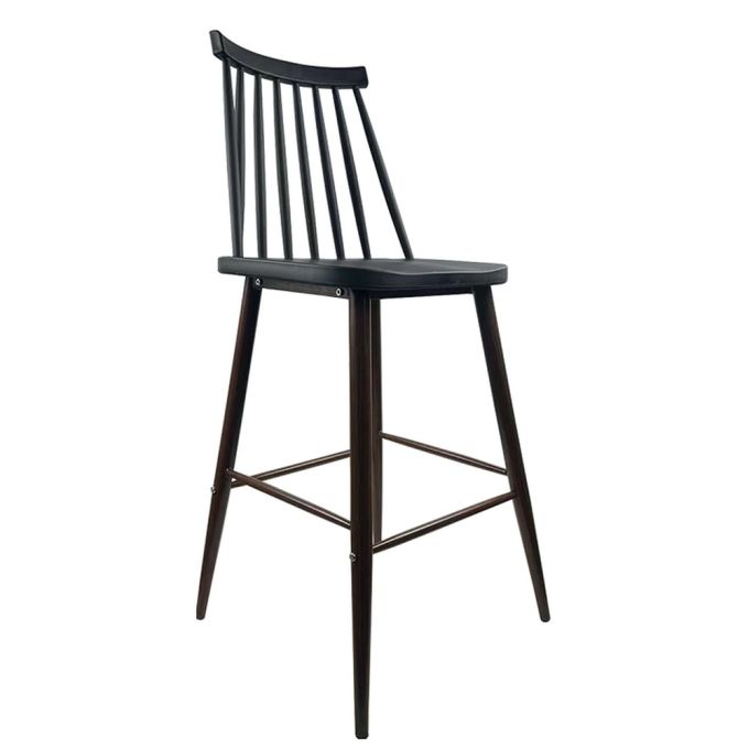 Σκαμπό Bar ArteLibre MARANTA Μαύρο/Καρυδί PP/Μέταλλο 45x46x97cm