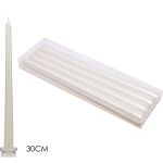 Χριστουγεννιάτικα Γυαλιστερά Κεριά Λευκό 30cm Σετ 4Τμχ