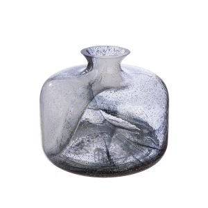 Βάζο Κολάρο 'Fumo' Γυαλί Μαύρο/Λευκό 18.5x22cm