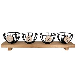 Κηροπήγιο Ορθογώνιο Μέταλλο/Ξύλο Μαύρο/Εκρού 10x45.5x10cm