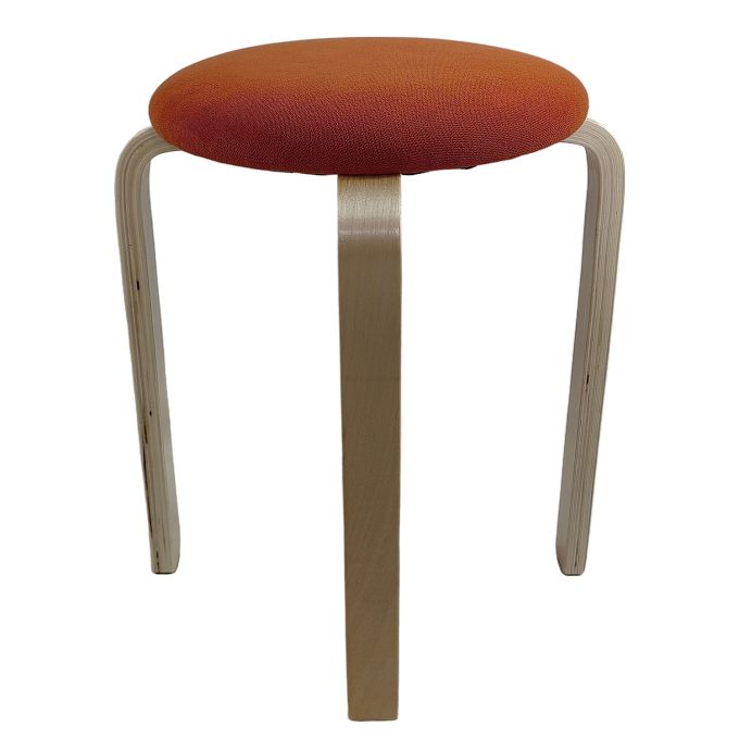 Σκαμπό ArteLibre MILOA Πορτοκαλί/Φυσικό Ύφασμα/Ξύλο 42x42x45cm