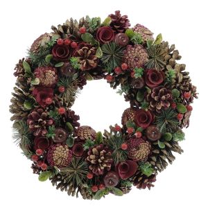 Χριστουγεννιάτικο Στεφάνι Με Κόκκινα Berries Φ40cm