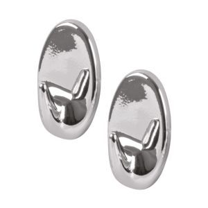 Γάντζος Οβάλ Αυτοκόλλητο Ασημί Πλαστικό 48x30mm 2Τμχ