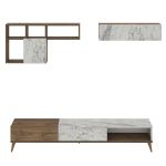 Σύνθετο ArteLibre ISOLDE Δρυς/Λευκό Μάρμαρο Μοριοσανίδα/Μελαμίνη 180x33x41cm