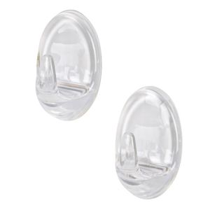 Πλαστικός Γάντζος Οβάλ Αυτοκόλλητος Διάφανο 48x30mm 2Τμχ