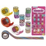Ταινία Συσκευασίας Με Glitter 12mm Με 3 Θήκες Σε Διάφορα Χρώματα Και Σχέδια Σετ 12Τμχ