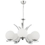 Φωτιστικό Κρεμαστό ArteLibre LACERTA Πεντάφωτο Ασημί/Λευκό Μέταλλο/Γυαλί 50x75cm