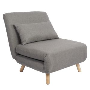Πολυθρόνα Κρεβάτι ArteLibre VERA Γκρι Ανοιχτό Ύφασμα/Ξύλο 79x80x89cm