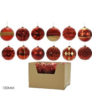 Χριστουγεννιάτικη Μπάλα Κόκκινο 150mm Σε 12 Σχέδια