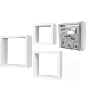 Σετ Ράφια Κυβικά Λευκά Ξύλο 25x25x9cm/20x20x9cm/15x15x9cm 3Τμχ