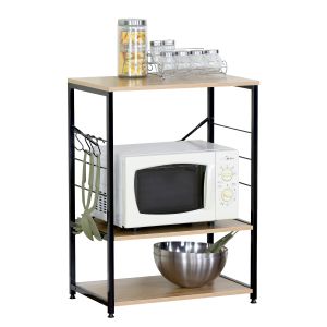 Ραφιέρα Κουζίνας ArteLibre FAIRWYN Δρυς/Μαύρο Μοριοσανίδα/Μέταλλο 60x40x82cm