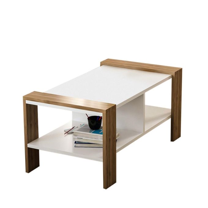 Τραπεζάκι Σαλονιού ArteLibre ARSIDA Λευκό/Καρυδί Μοριοσανίδα/Μελαμίνη 90x60x42cm