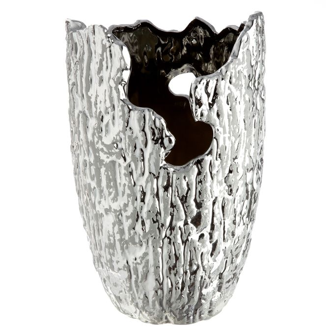 Βάζο Κωνικό Κεραμικό Ασημί Χρώμα D14X22Cm D14X22Cm