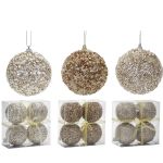 Χριστουγεννιάτικη Μπάλα Ροζ/Χρυσό 100mm Σετ 4Τμχ Σε 3 Σχέδια