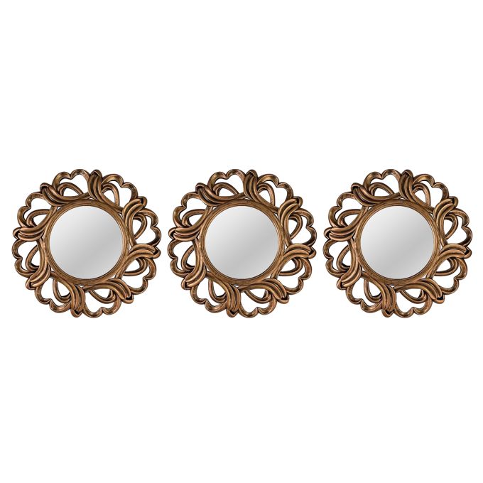 Καθρέπτης Τοίχου ArteLibre Καφέ Πλαστικό Φ25.4x3.2cm Σετ 3Τμχ