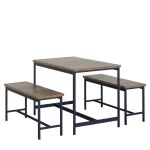 Σετ Τραπεζαρία (2+1) ArteLibre DRAYCOTT Καφέ/Μαύρο Μοριοσανίδα/Μέταλλο 110x60x75cm