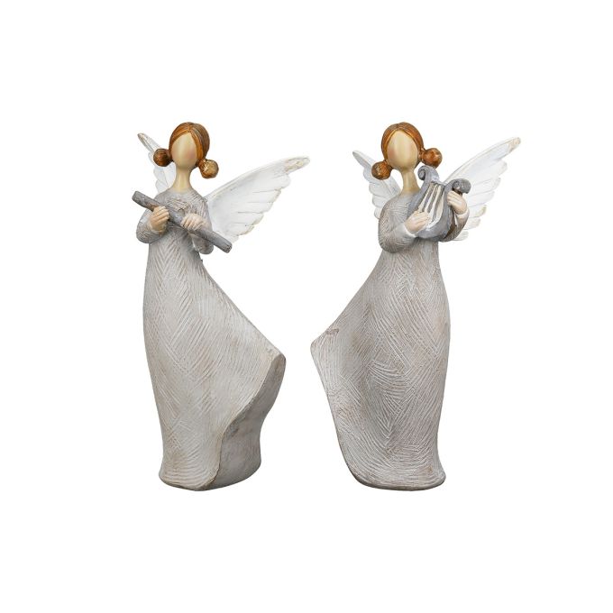 Φιγούρα Άγγελοι 'Nancy' Πολυ Γκρι 6x10x17cm 2Τμχ
