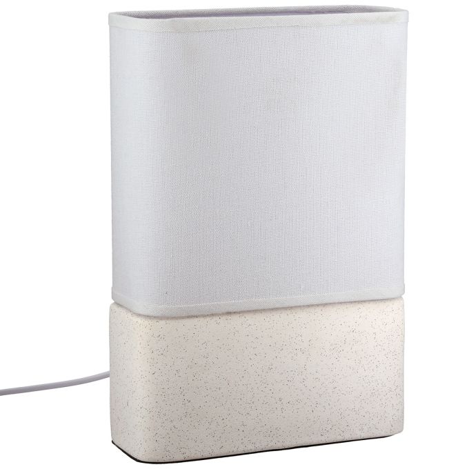 Φωτιστικό Επιτραπέζιο Ορθογώνιο Κεραμικό/Ύφασμα Μπεζ/Λευκό 20x8x30cm