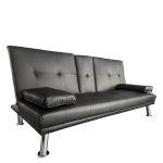 Καναπές Κρεβάτι Τριθέσιος ArteLibre ALFRED Μαύρο PU 164x76.5x79cm
