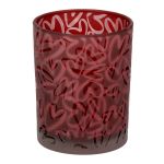 Φανάρι κυλινδρικό μοτίβο καρδιάς γυάλινα σκεύη κόκκινο D10X13Cm D10X13Cm