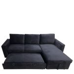 Καναπές Κρεβάτι Γωνιακός ArteLibre MATINEE Αναστρέψιμος Μαύρο Ύφασμα 220x155x81cm