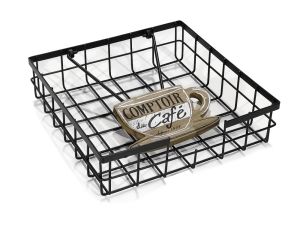 Χαρτοπετσετοθήκη Με Βαρίδιο Μαύρο Μέταλλο 20x20x5cm