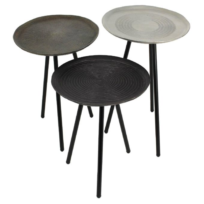 Τραπεζάκι ArteLibre Πολύχρωμο Μέταλλο 41x41x50.5cm Σετ 3Τμχ